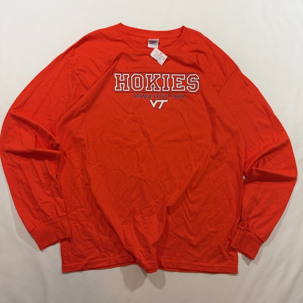 Gildan Virginia Tech Hokies Long Sleeve T-Shirt Men XL Orange 2009 Orange Effect